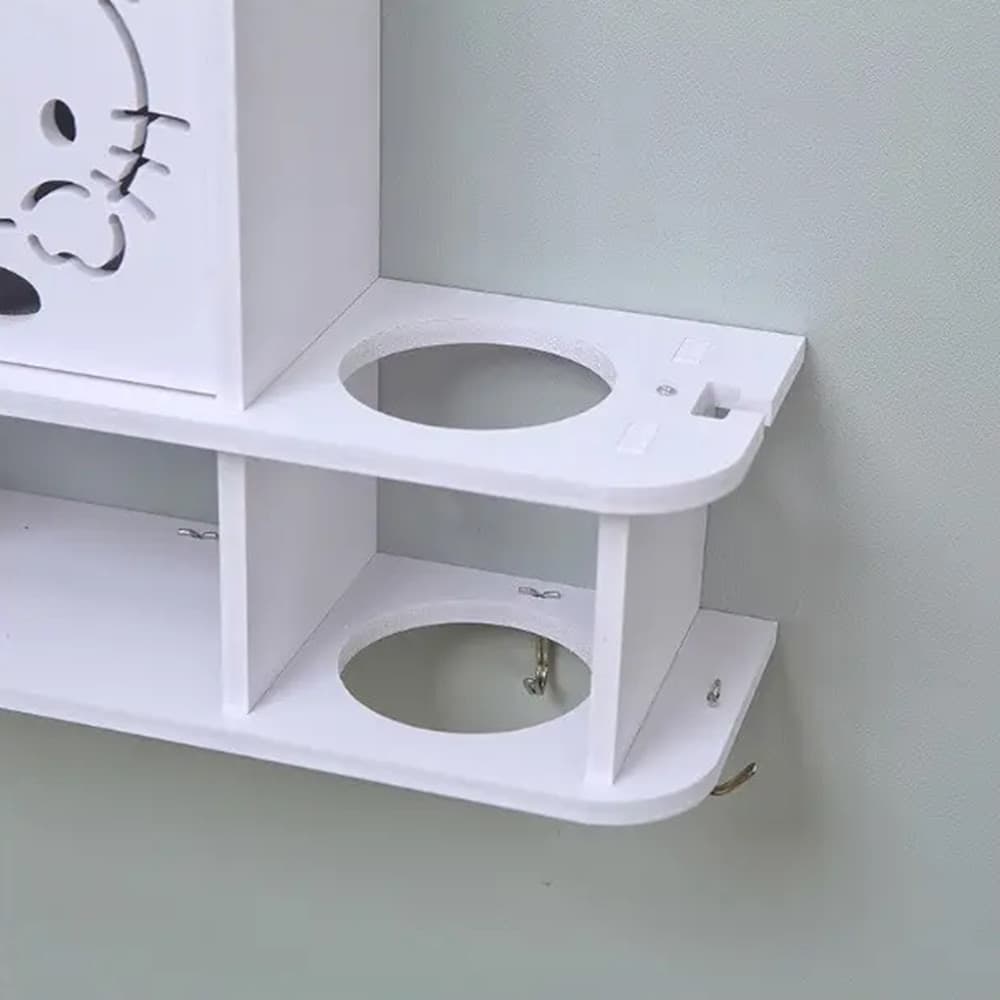 MOBILETTO A PARETE ORGANIZER BAGNO DECORO HELLO KITTY CON SCOMPARTI SUPPORTO ASCIUGACAPELLI - 4