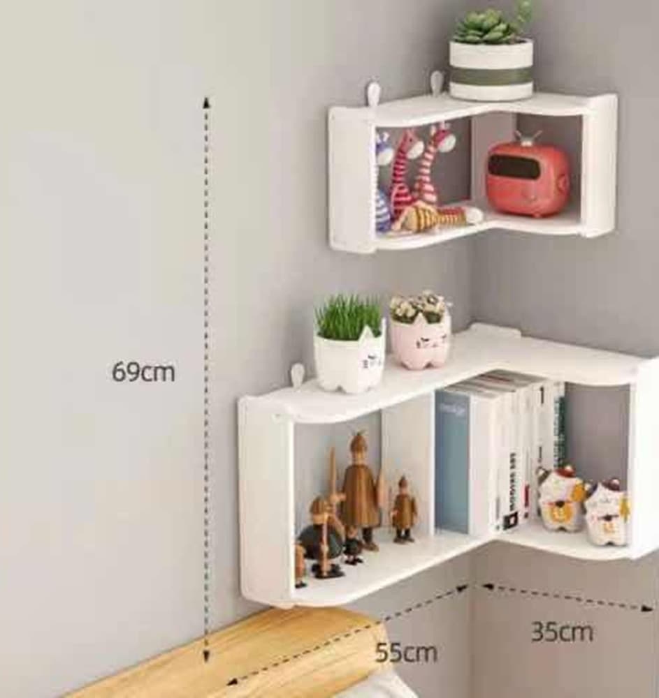 MENSOLE ANGOLARE IN LEGNO SCAFFALI DA PARETE PER CAMERA LIBRERIA SOGGIORNO BAGNO CUCINA - 3