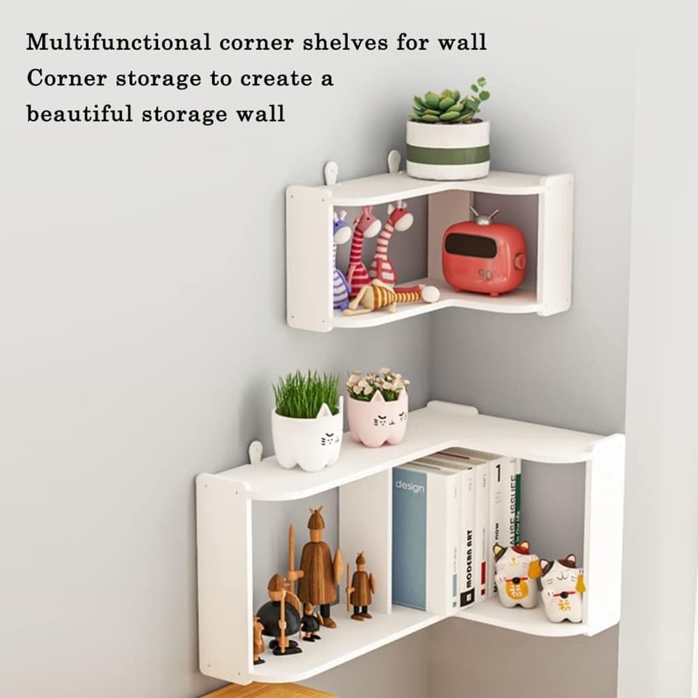 MENSOLE ANGOLARE IN LEGNO SCAFFALI DA PARETE PER CAMERA LIBRERIA SOGGIORNO BAGNO CUCINA - 4
