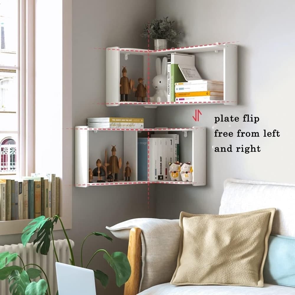 MENSOLE ANGOLARE IN LEGNO SCAFFALI DA PARETE PER CAMERA LIBRERIA SOGGIORNO BAGNO CUCINA - 5