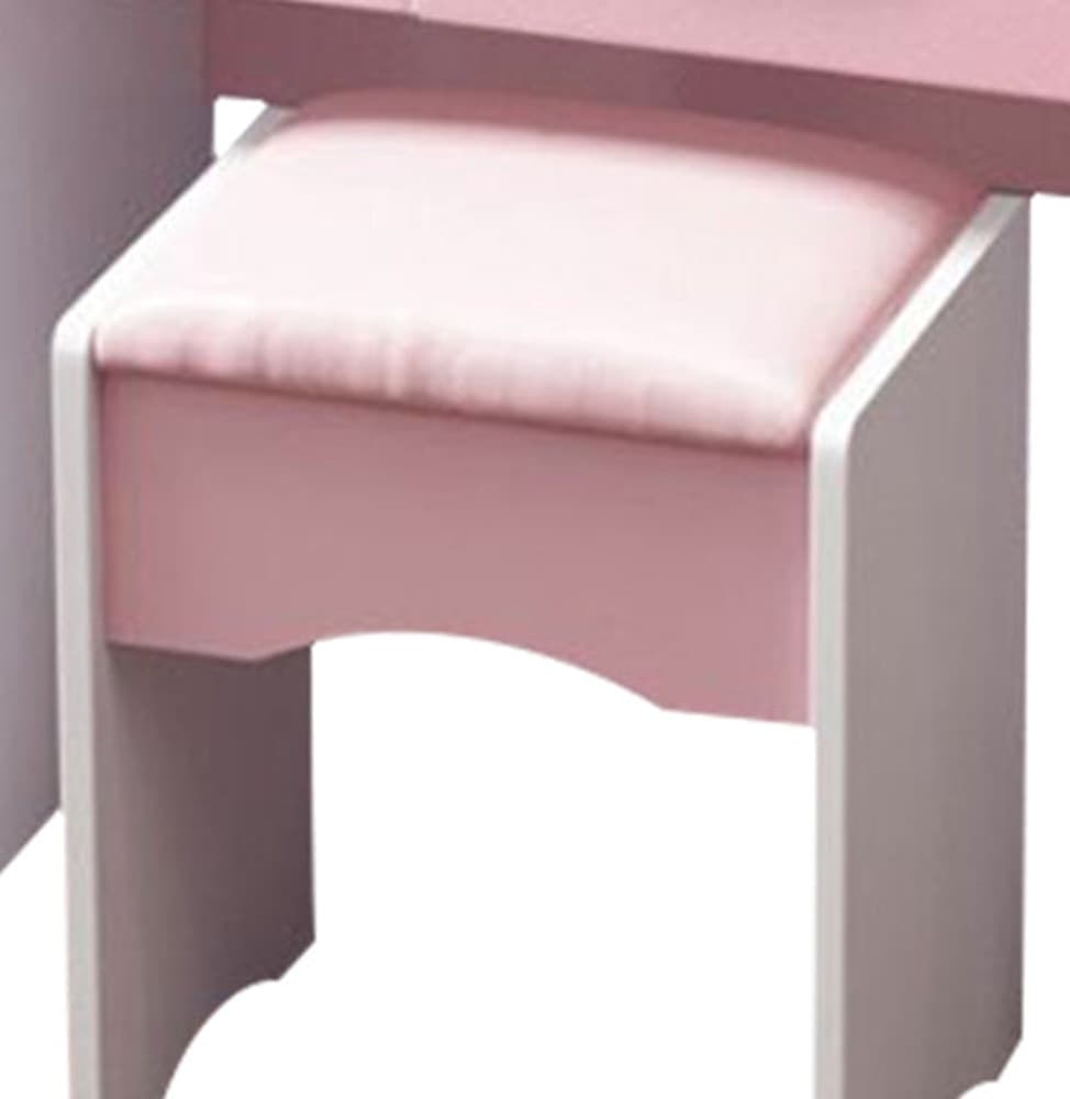 POSTAZIONE TRUCCO TAVOLO MAKE UP SPECCHIERA TOELETTA CON SPECCHIO A CUORE SGABELLO ROSA - 5