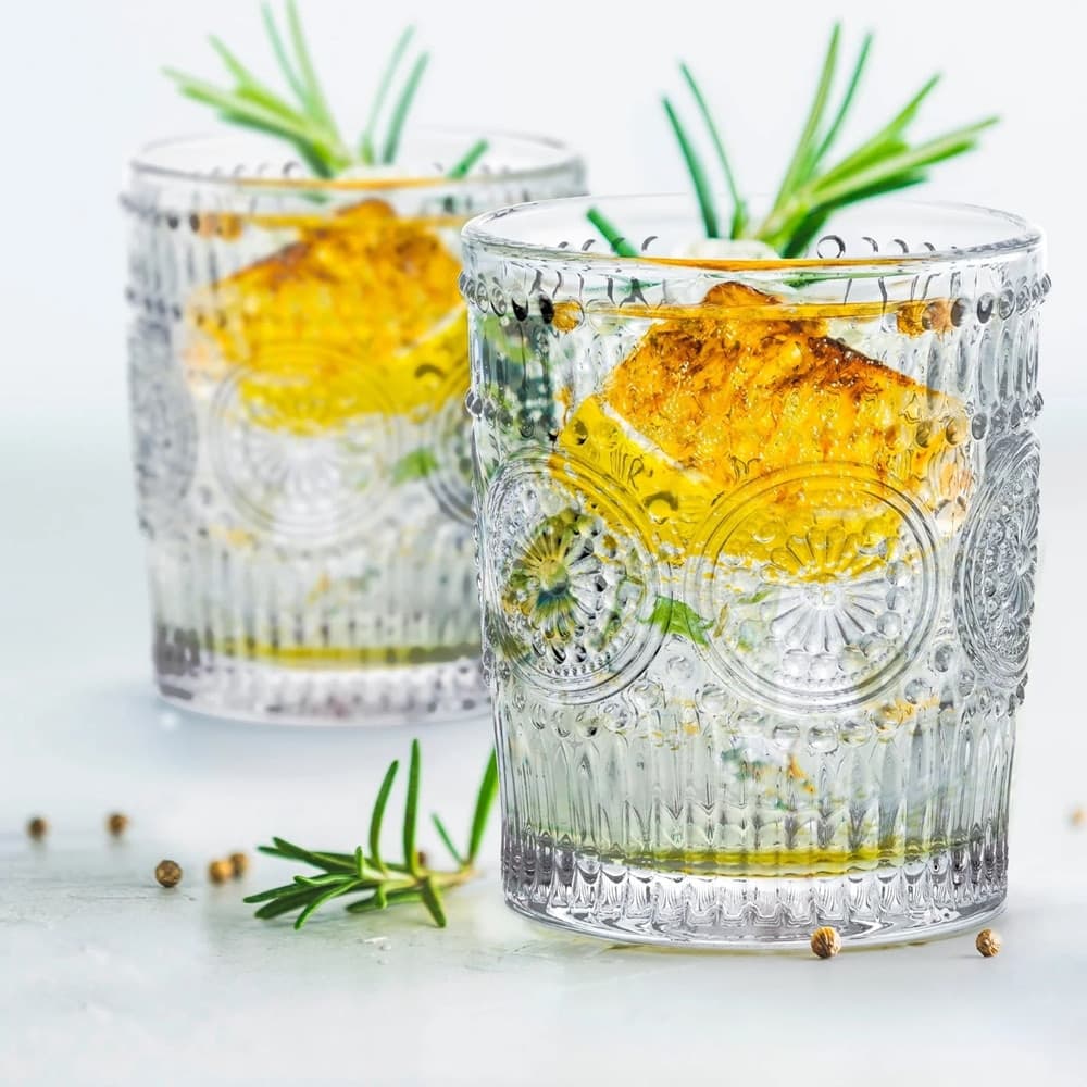 SET 6PZ BICCHIERI IN VETRO TAVOLA RAFFINATA DA 30 CL PER ACQUA CON DECORAZIONI IN RILIEVO - 3