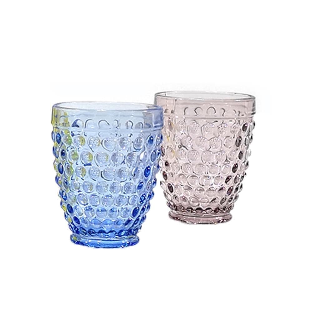 SET 6PZ BICCHIERI IN VETRO MULTICOLORE PER TAVOLA CUCINA CON MOTIVO A BOLLE IN RILIEVO - 5