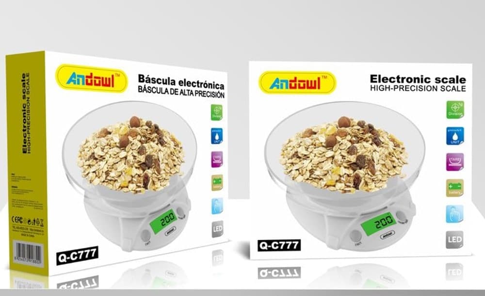 BILANCIA DA CUCINA ELETTRONICA DIGITALE CON CIOTOLA PORTATA 1GR/3KG DISPLAY Q-C777 - 2
