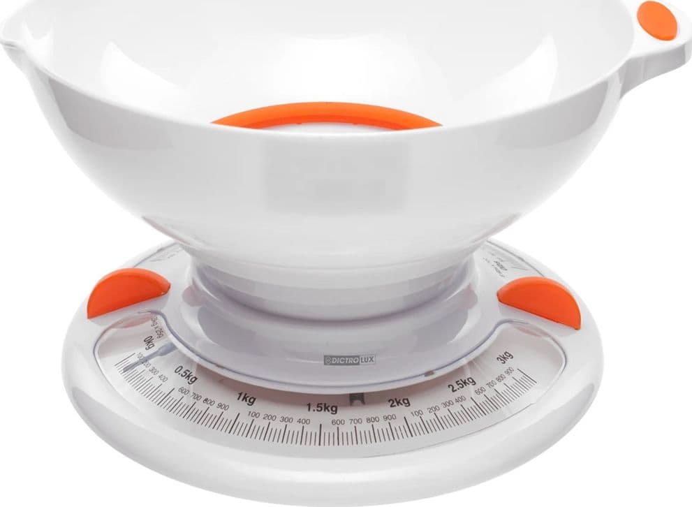 BILANCIA DA CUCINA MECCANICA ANALOGICA MAX 3KG CIOTOLA CON BECCUCCIO VERSATORE SALVASPAZIO - 4