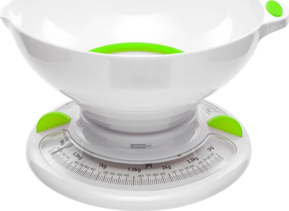 BILANCIA DA CUCINA MECCANICA ANALOGICA MAX 3KG CIOTOLA CON BECCUCCIO VERSATORE SALVASPAZIO - 6