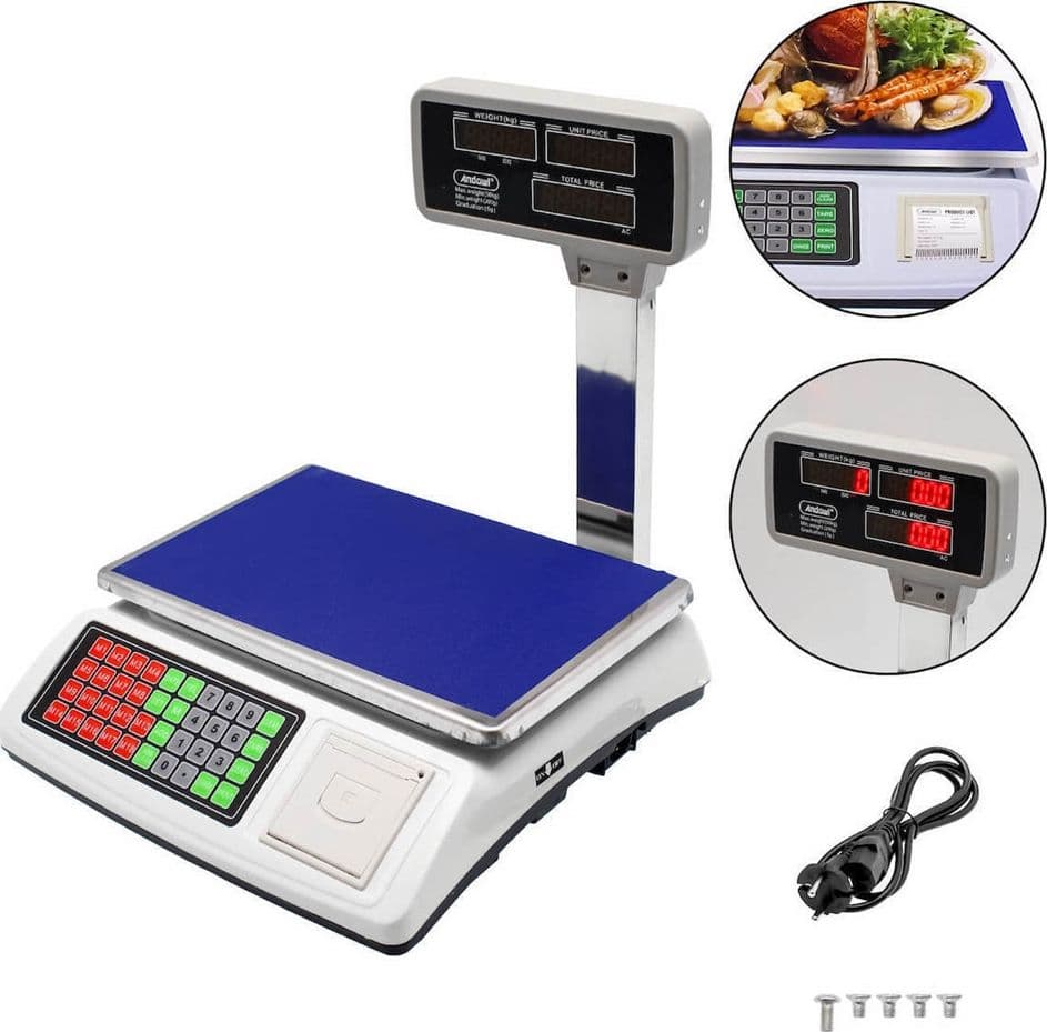 BILANCIA ELETTRONICA CON COLONNA 50KG PER VENDITA DETTAGLIO ACS-P02 CON STAMPA TERMICA - 5