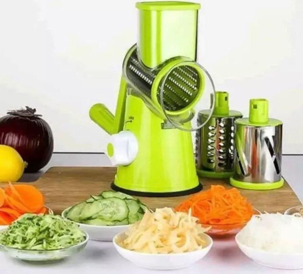 TAGLIAVERDURE GRATTUGIA MULTIFUNZIONE MANOVELLA ROTANTE MANUALE CON 3 LAME INTERCAMBIABILI - 2
