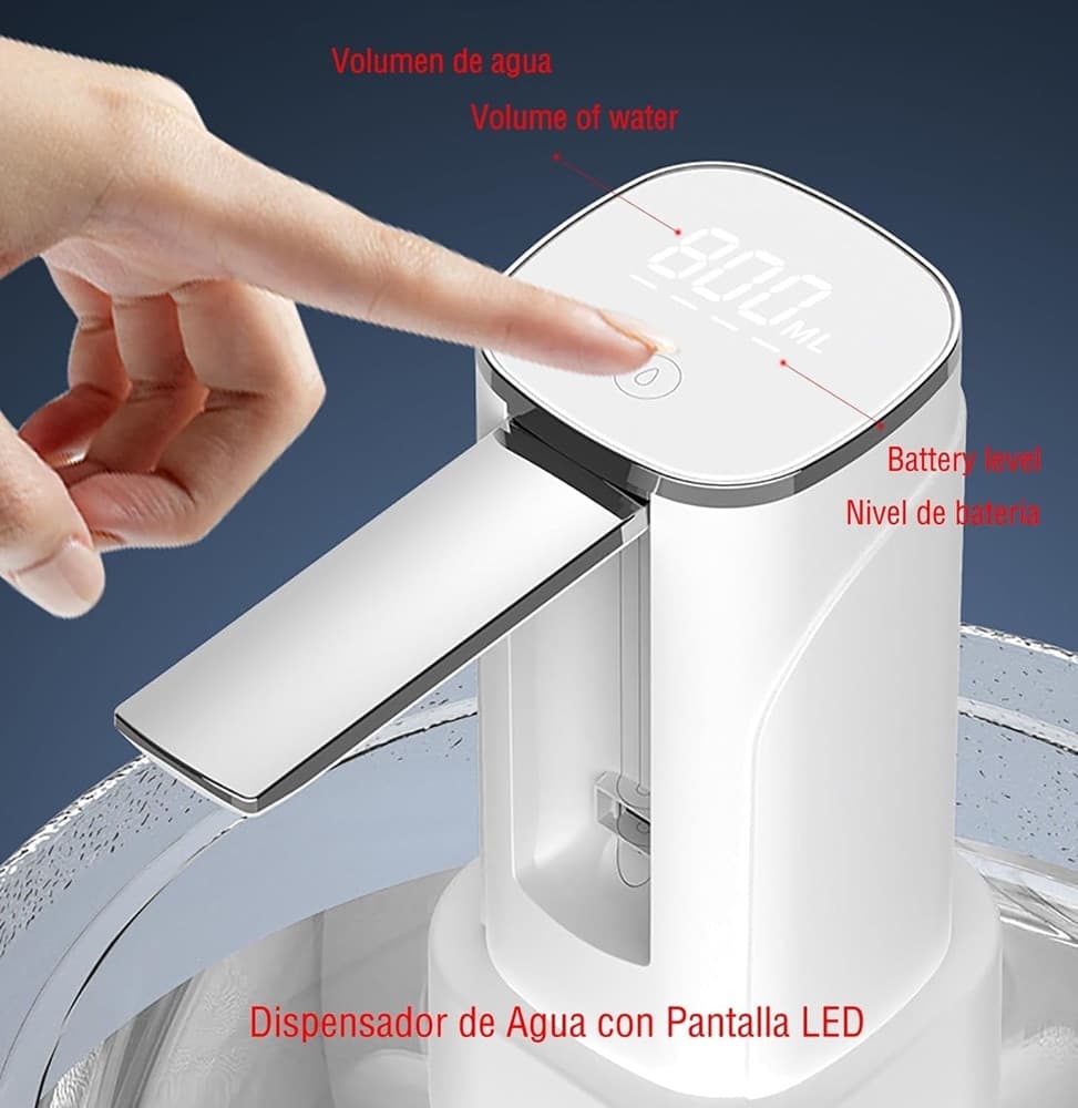 POMPA D'ACQUA DISPENSER RICARICABILE USB CON DISPLAY A LED PORTATILE PIEGHEVOLE Q-CS80 - 10