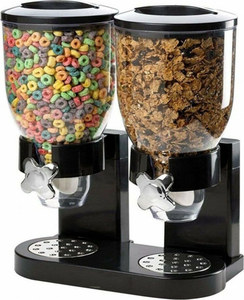 DISPENSER DOPPIO CONTENITORE PER CEREALI CARAMELLE DA 2 LITRI CON CONTROLLO PORZIONI - 3
