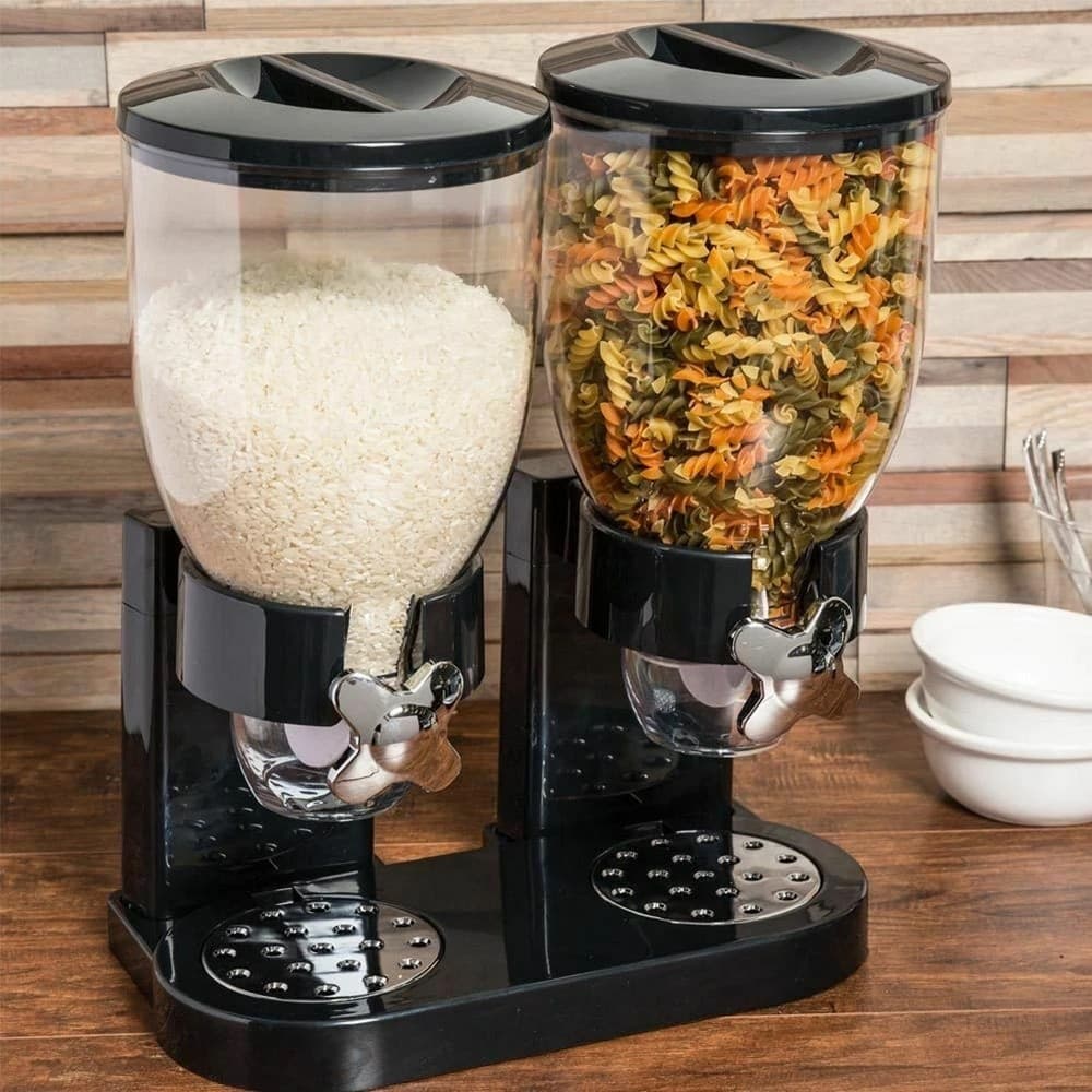 DISPENSER DOPPIO CONTENITORE PER CEREALI CARAMELLE DA 2 LITRI CON CONTROLLO PORZIONI - 5