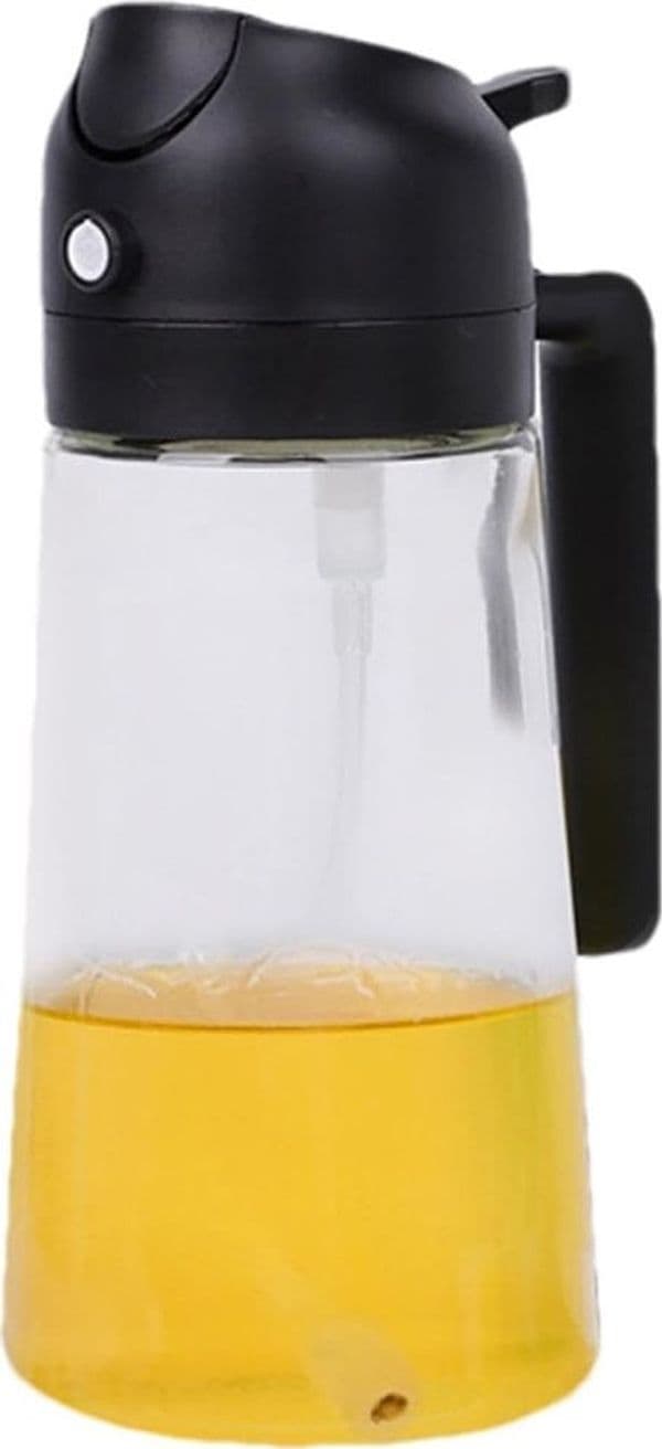 BOTTIGLIA DOSATORE PER VERSARE SPRAY OLIO OLIERA 2IN1 IN VETRO 480ML DISPENSER DA CUCINA - 3
