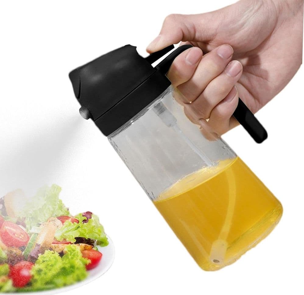 BOTTIGLIA DOSATORE PER VERSARE SPRAY OLIO OLIERA 2IN1 IN VETRO 480ML DISPENSER DA CUCINA - 8