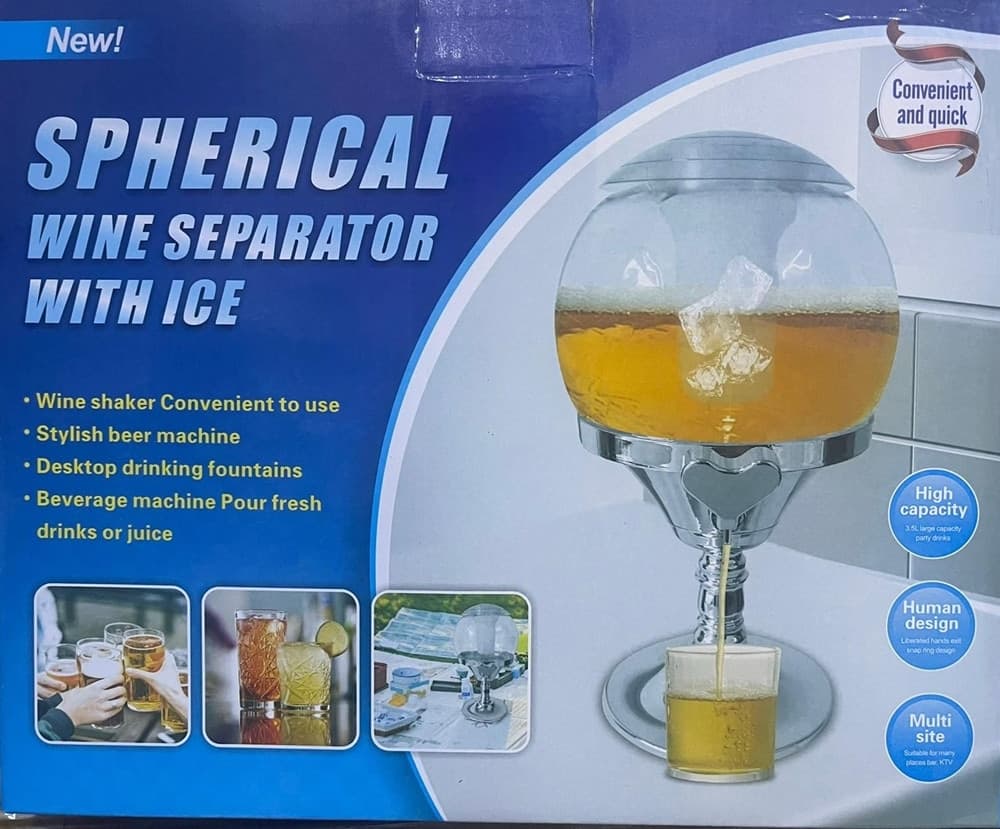 SPILLATORE BIRRA BIBITE DISTRIBUTORE DISPENSER SFERICO CON SCOMPARTO GHIACCIO DA 3,5LT - 3