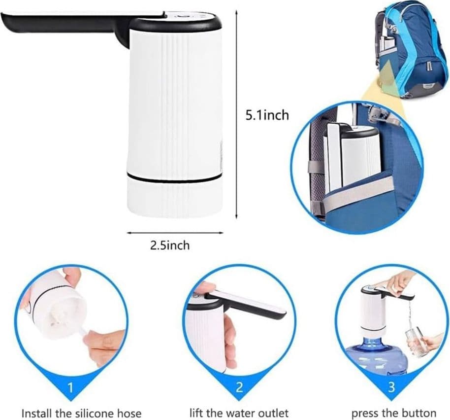 DISPENSER REFRIGERATORE D'ACQUA POMPA PORTATILE PIEGHEVOLE PER BOTTIGLIA FAMIGLIA UFFICIO - 8