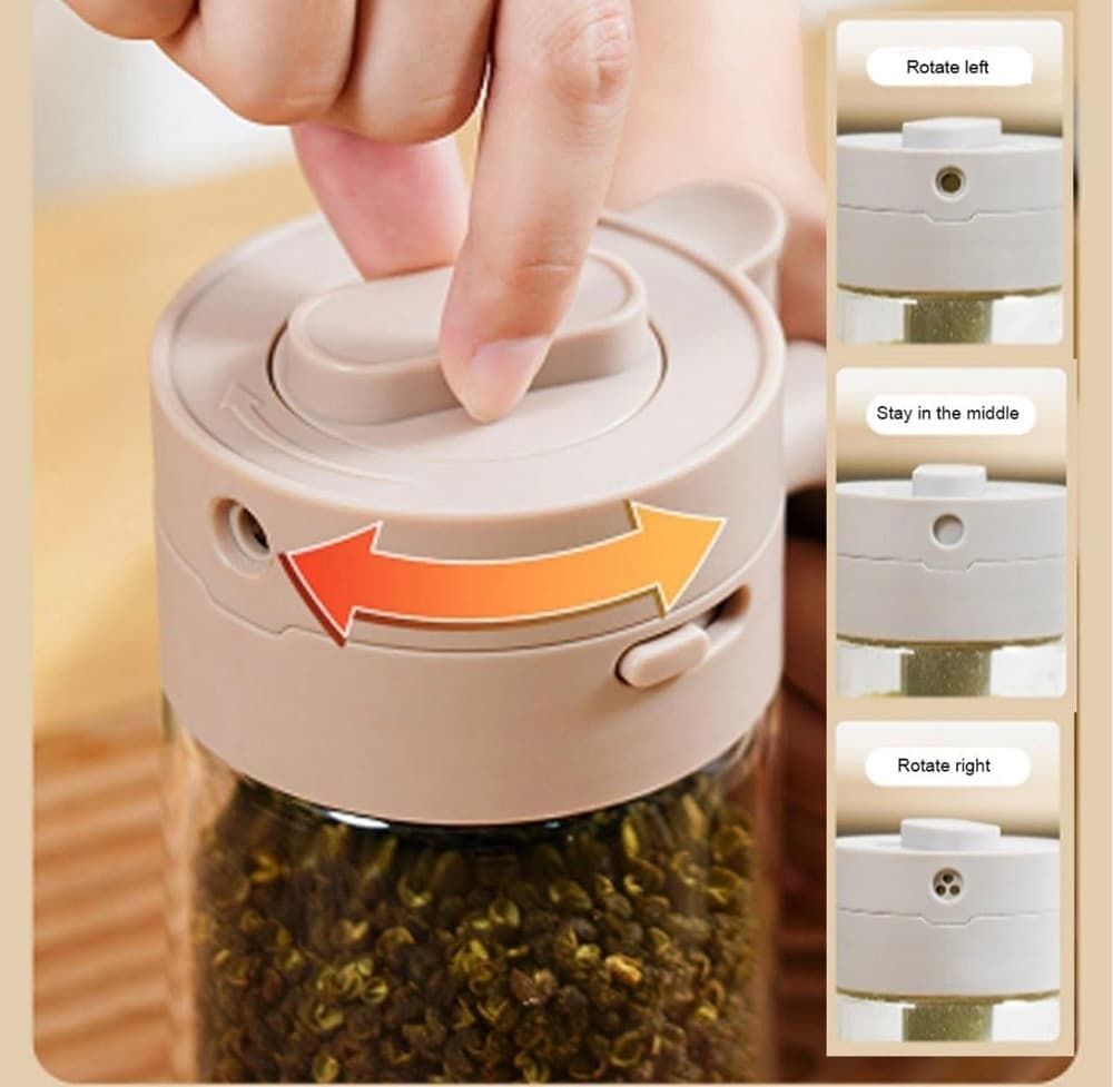 BARATTOLO PORTA SPEZIE MULTIFUNZIONALE 300ML CON CUCCHIAIO COPERCHIO ERMETICO PER CUCINA - 4
