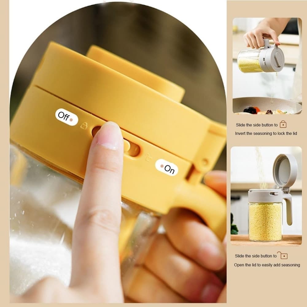 BARATTOLO PORTA SPEZIE MULTIFUNZIONALE 300ML CON CUCCHIAIO COPERCHIO ERMETICO PER CUCINA - 7