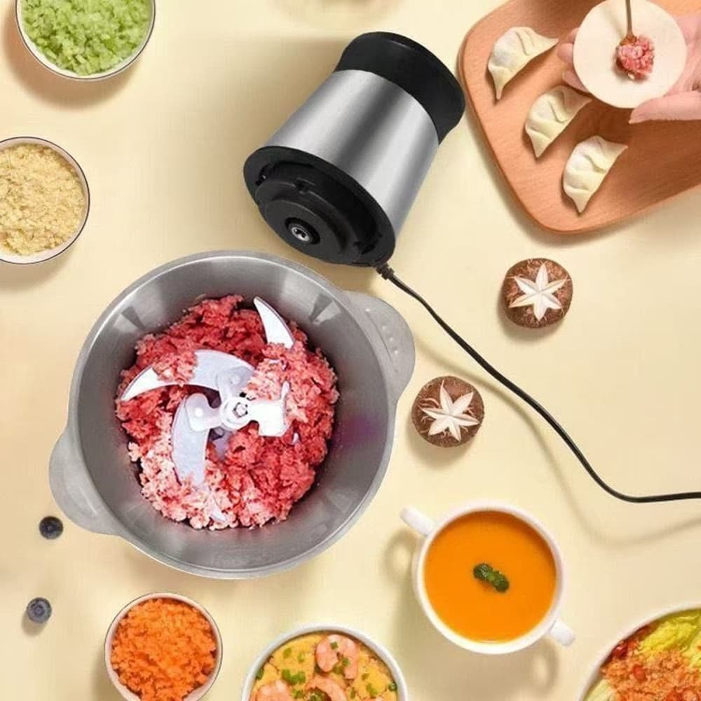 TRITATUTTO ELETTRICO ACCIAIO 3 LITRI FRULLATORE PROFESSIONALE DA CUCINA 4 LAME - 2