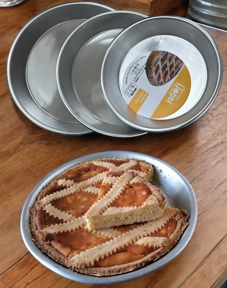 TRIS TEGLIE RUOTI PER PASTIERA CROSTATA DOLCI TRADIZIONALI STAMPO IN ALLUMINIO 22-26-30CM - 4