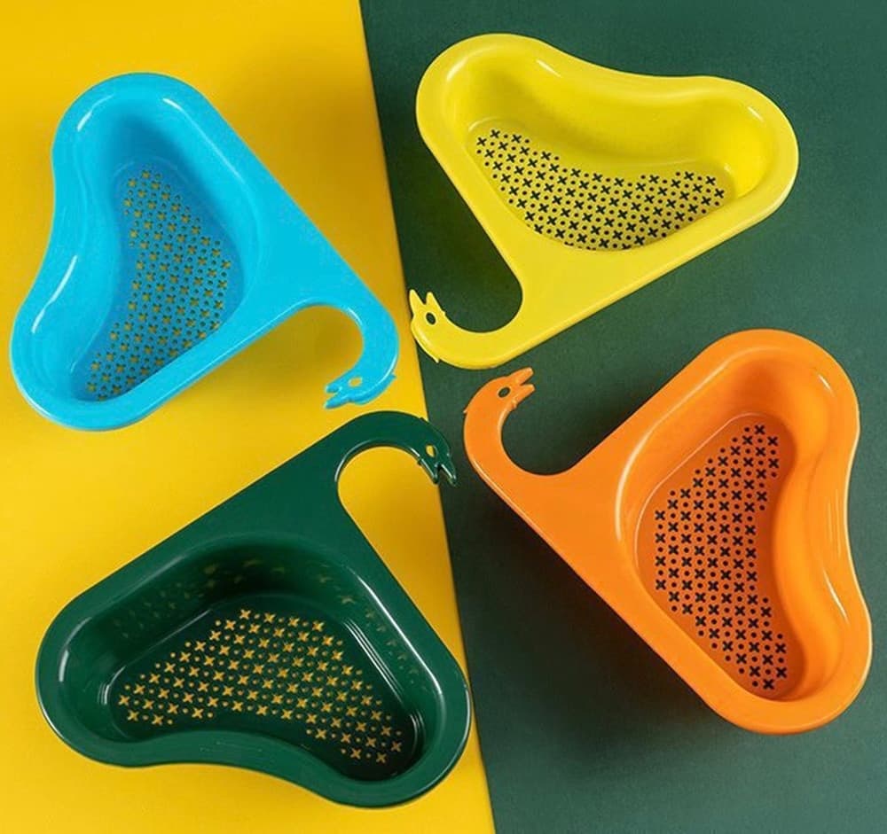 SET 5 PZ CESTELLO FILTRO RACCOGLI-ALIMENTI PIATTI SCARICO PER LAVELLO CUCINA FORMA CIGNO - 7