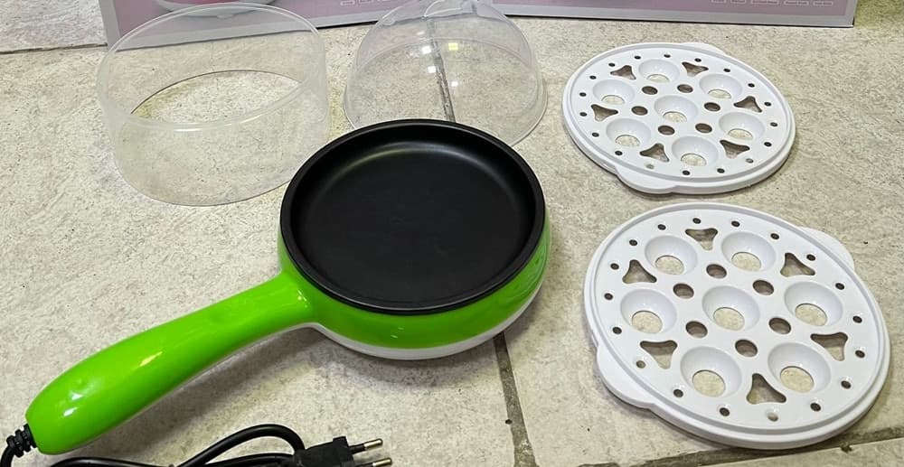 MINI PADELLA ANTIADERENTE ELETTRICA CUOCIUOVA MULTIFUNZIONALE 3 IN 1 PER UOVA SODE VERDURE - 3