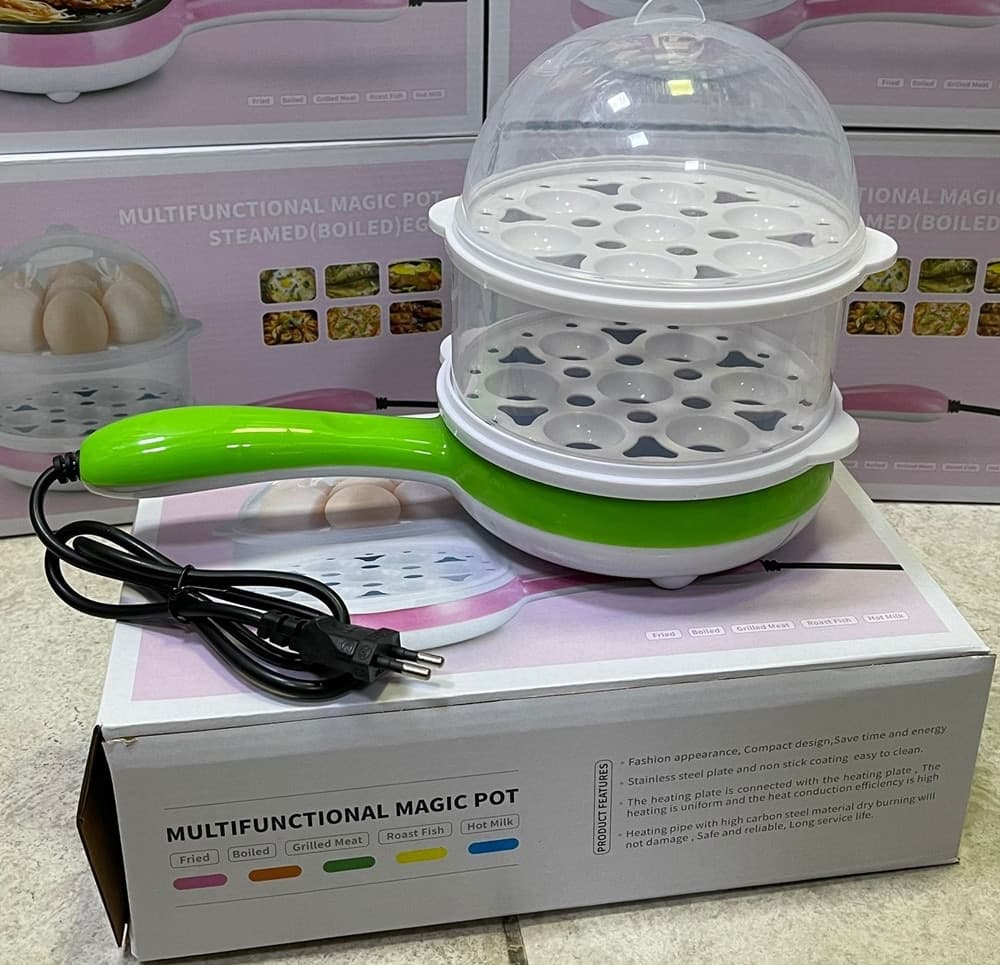MINI PADELLA ANTIADERENTE ELETTRICA CUOCIUOVA MULTIFUNZIONALE 3 IN 1 PER UOVA SODE VERDURE - 4