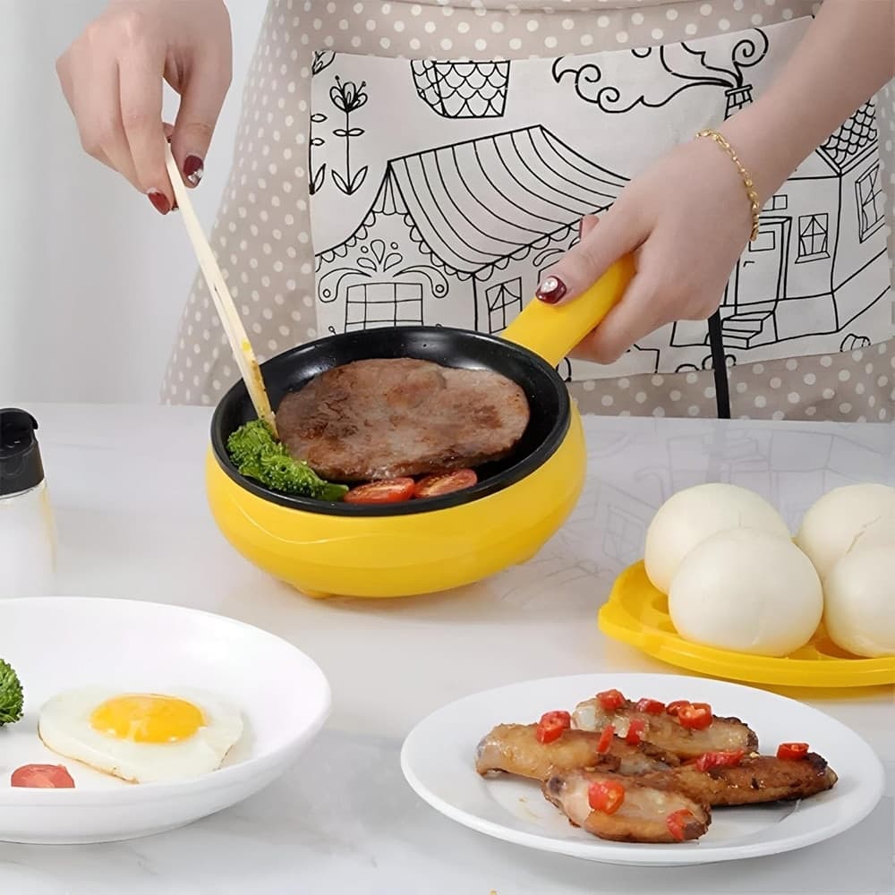 MINI PADELLA ANTIADERENTE ELETTRICA CUOCIUOVA MULTIFUNZIONALE 3 IN 1 PER UOVA SODE VERDURE - 6