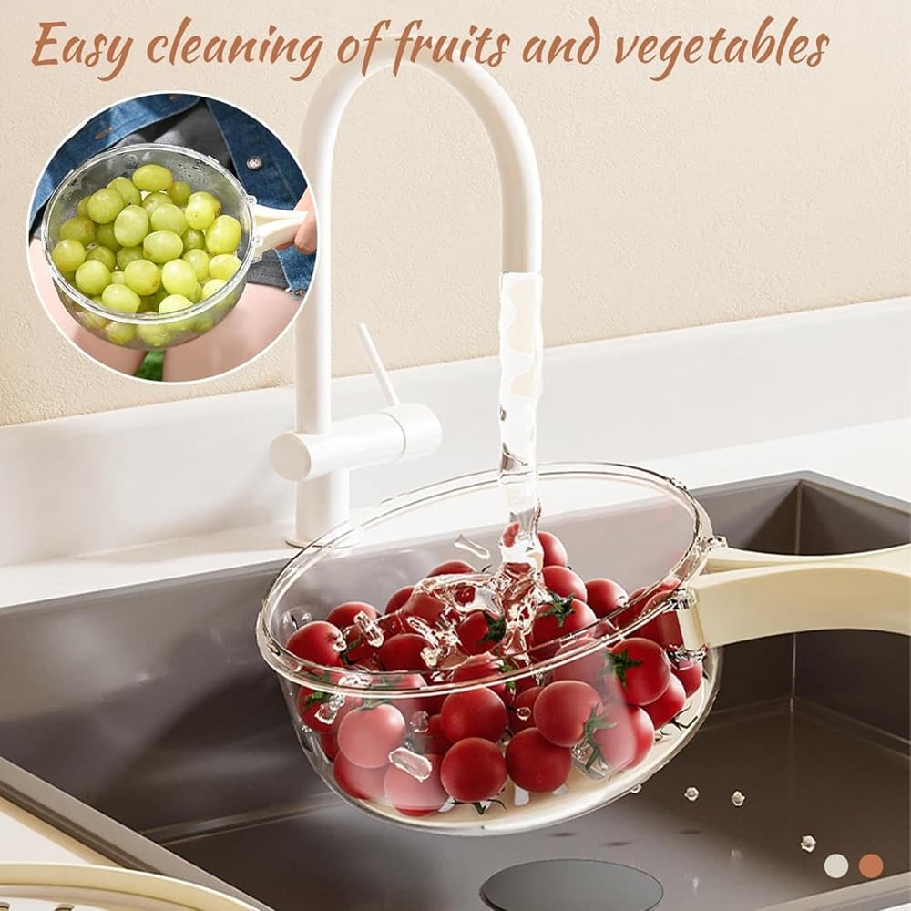 CESTINO MULTIFUNZIONE PER LAVARE CONSERVARE FRUTTA VERDURA CENTRIFUGA MANICO PIEGHEVOLE - 14