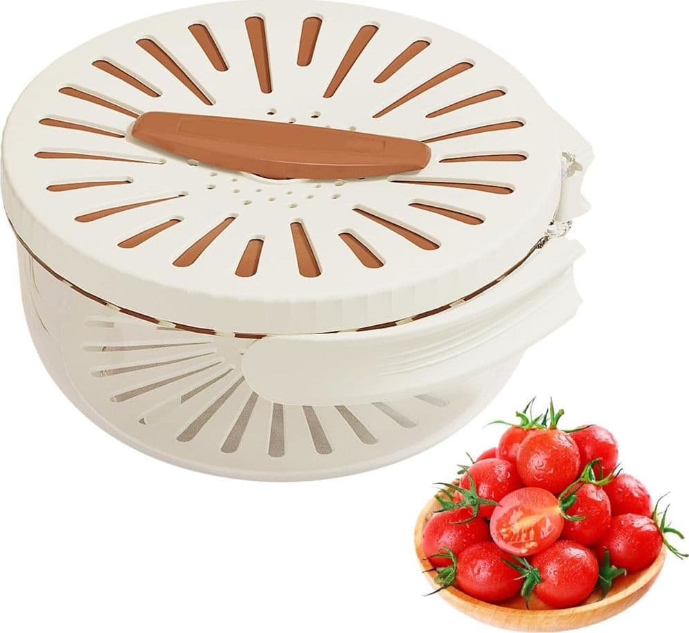 CESTINO MULTIFUNZIONE PER LAVARE CONSERVARE FRUTTA VERDURA CENTRIFUGA MANICO PIEGHEVOLE - 15