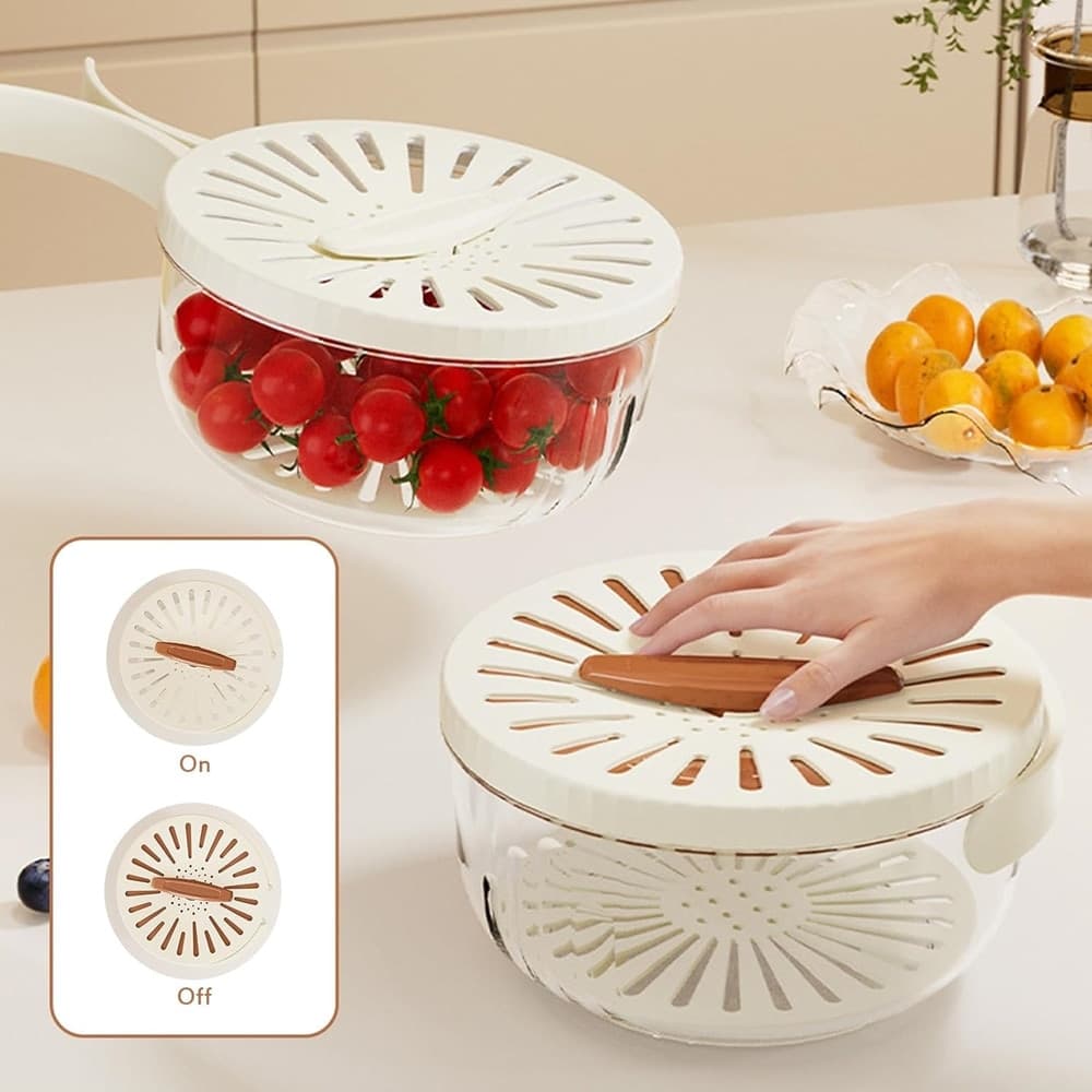 CESTINO MULTIFUNZIONE PER LAVARE CONSERVARE FRUTTA VERDURA CENTRIFUGA MANICO PIEGHEVOLE - 8