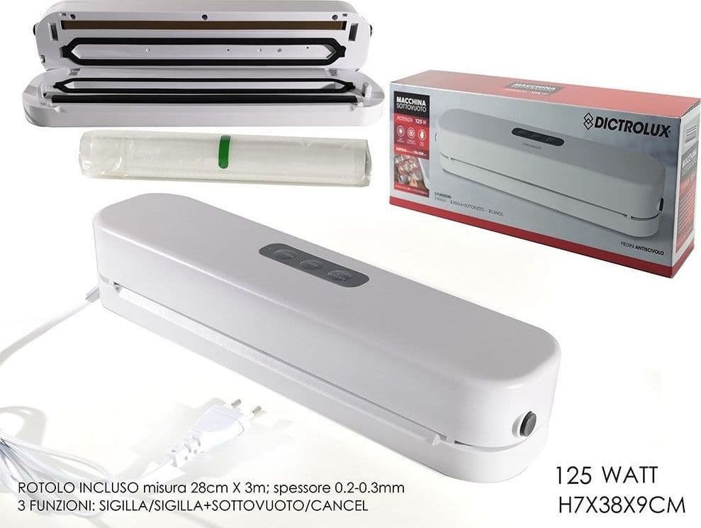 MACCHINA SOTTOVUOTO PROFESSIONALE 3 FUNZIONI SOTTO VUOTO SIGILLA ALIMENTI 125W CON ROTOLO - 2