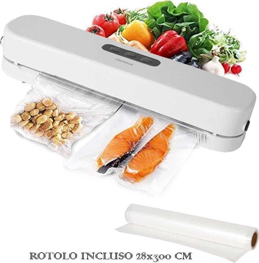 MACCHINA SOTTOVUOTO PROFESSIONALE 3 FUNZIONI SOTTO VUOTO SIGILLA ALIMENTI 125W CON ROTOLO - 9