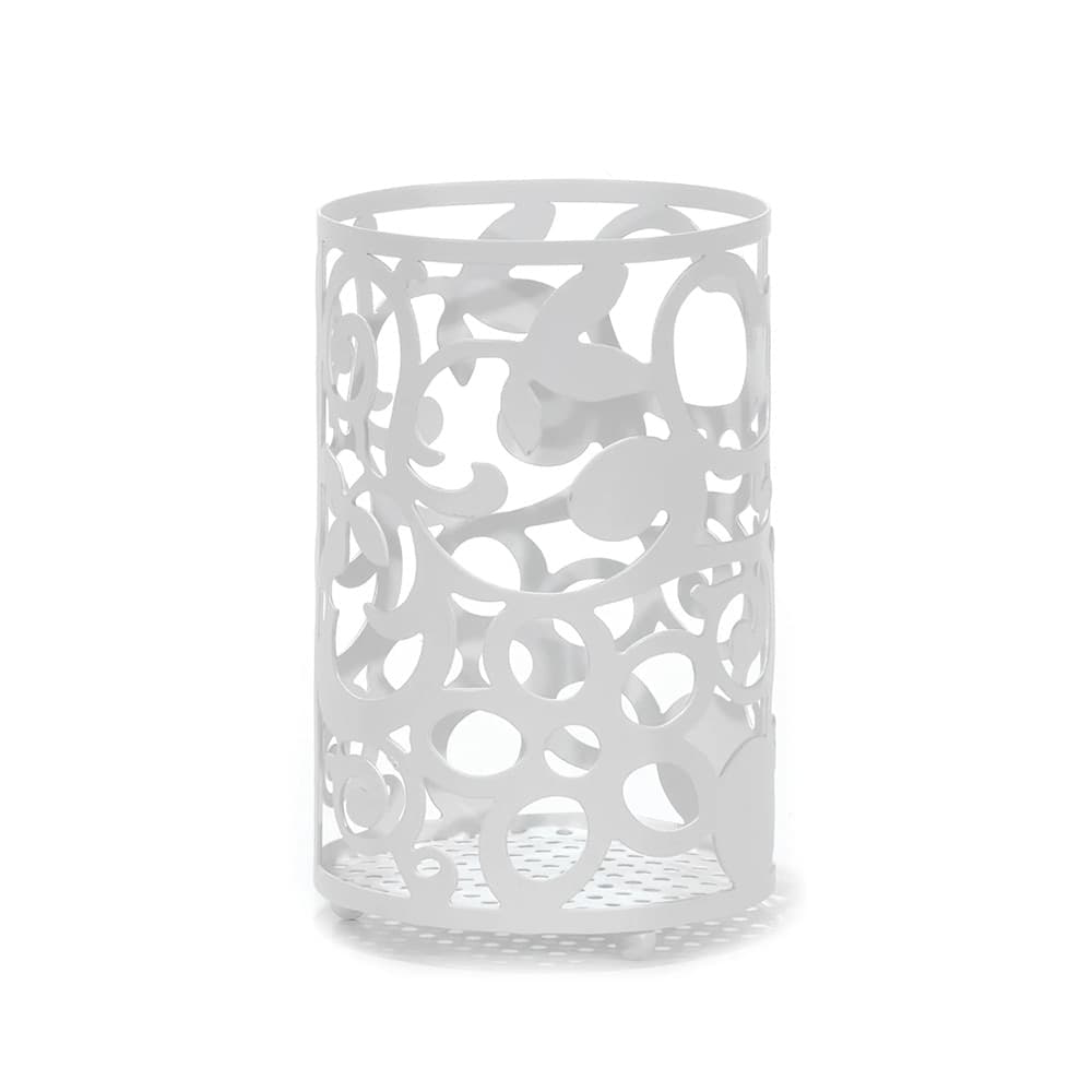 PORTAUTENSILI DA CUCINA IN METALLO BIANCO H16 X Ø11CM DESIGN TRAFORATO DECORATIVO - 3