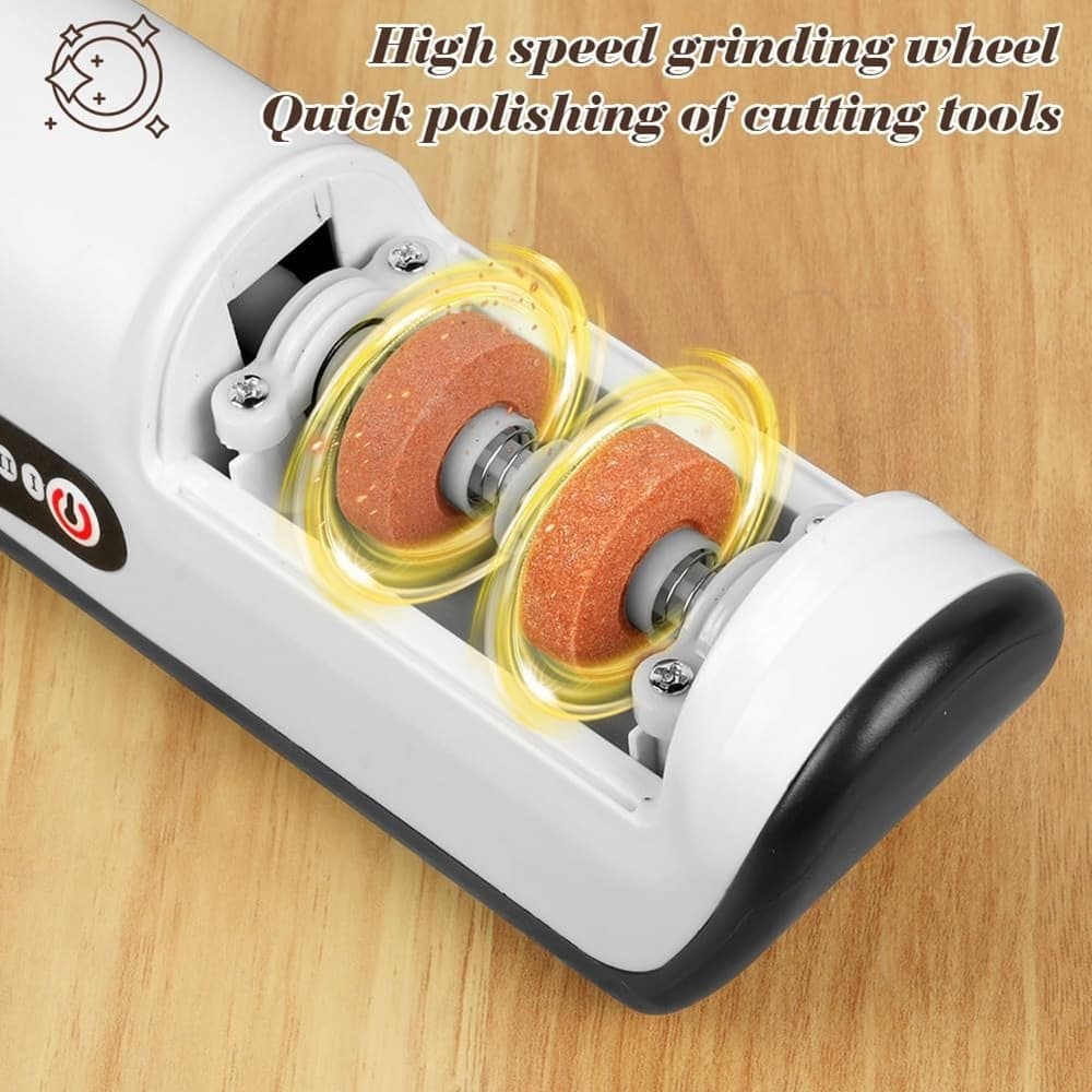 AFFILACOLTELLI ELETTRICO RICARICA USB AFFILA LUCIDA CON BASE ANTISCIVOLO UTENSILI CUCINA - 3