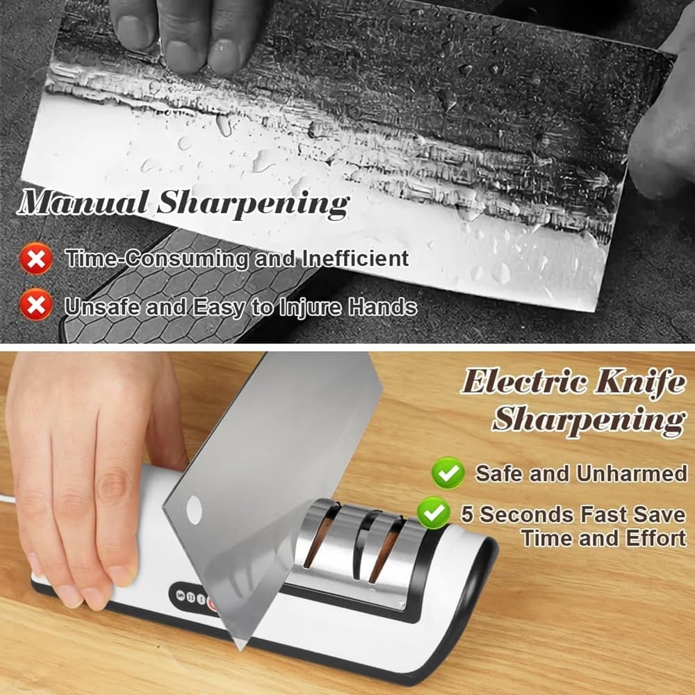 AFFILACOLTELLI ELETTRICO RICARICA USB AFFILA LUCIDA CON BASE ANTISCIVOLO UTENSILI CUCINA - 7