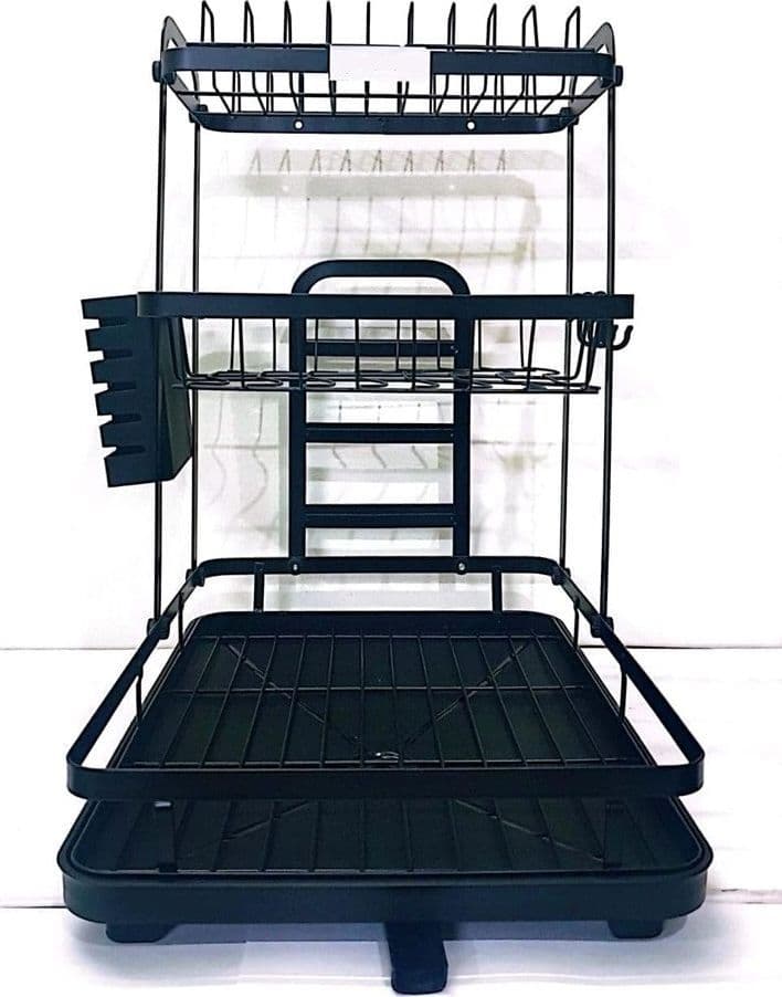 SCOLAPIATTI A 3 LIVELLI ORGANIZER DA CUCINA SUPPORTI PER PIANO LAVORO SISTEMA DI DRENAGGIO - 4