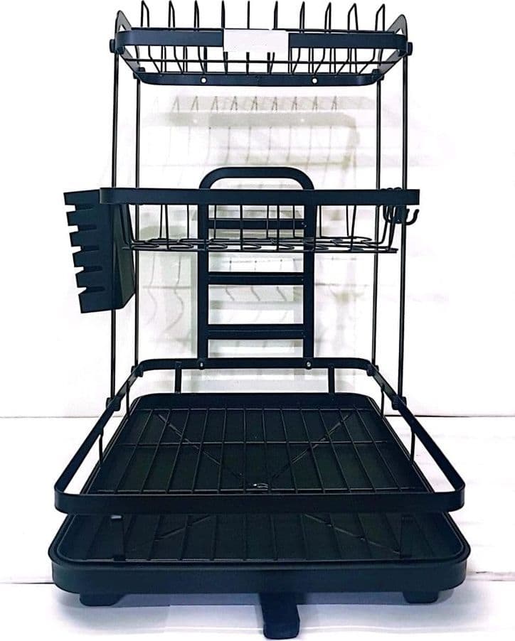 SCOLAPIATTI A 3 LIVELLI ORGANIZER DA CUCINA SUPPORTI PER PIANO LAVORO SISTEMA DI DRENAGGIO - 4