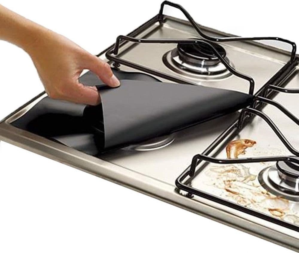 SET 4 PROTEZIONI PER FORNELLI CUCINA PIANO COTTURA GAS ANTIADERENTE RIUTILIZZABILE 27X27CM - 6