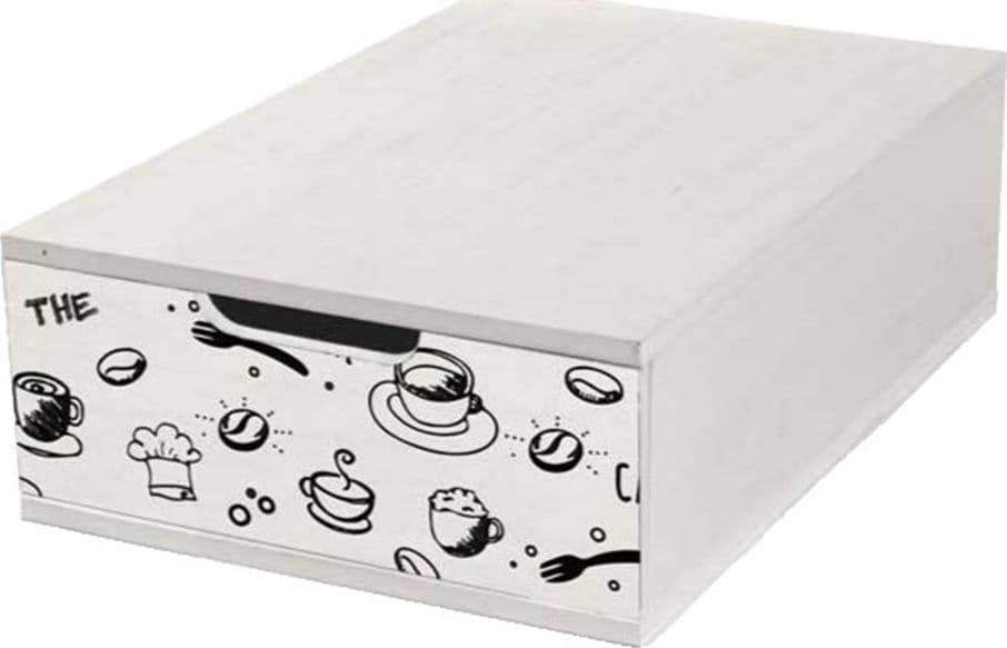 CASSETTO CONTENITORE PORTA CAPSULE CAFFÈ 2 SCOMPARTI IN MDF ORGANIZER 22X32X10CM 2 COLORI - 3