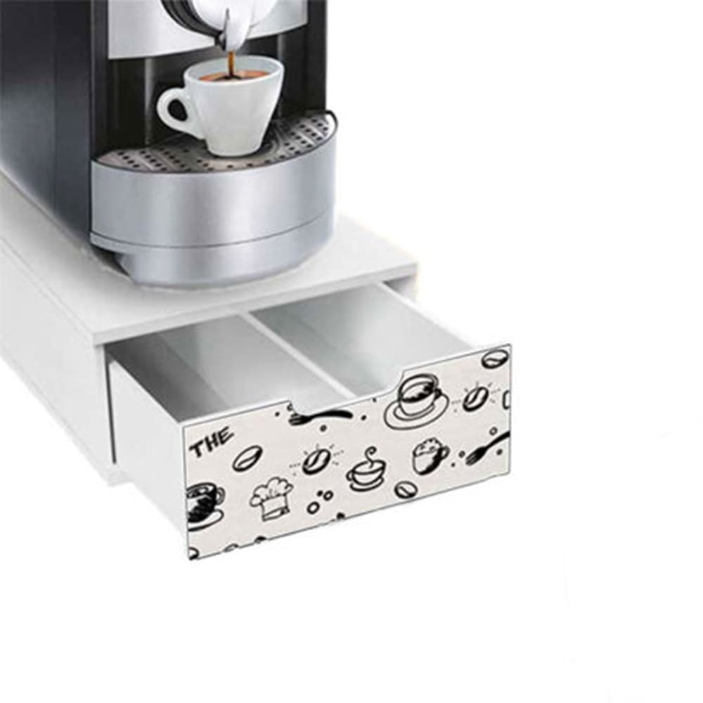 CASSETTO CONTENITORE PORTA CAPSULE CAFFÈ 2 SCOMPARTI IN MDF ORGANIZER 22X32X10CM 2 COLORI - 5