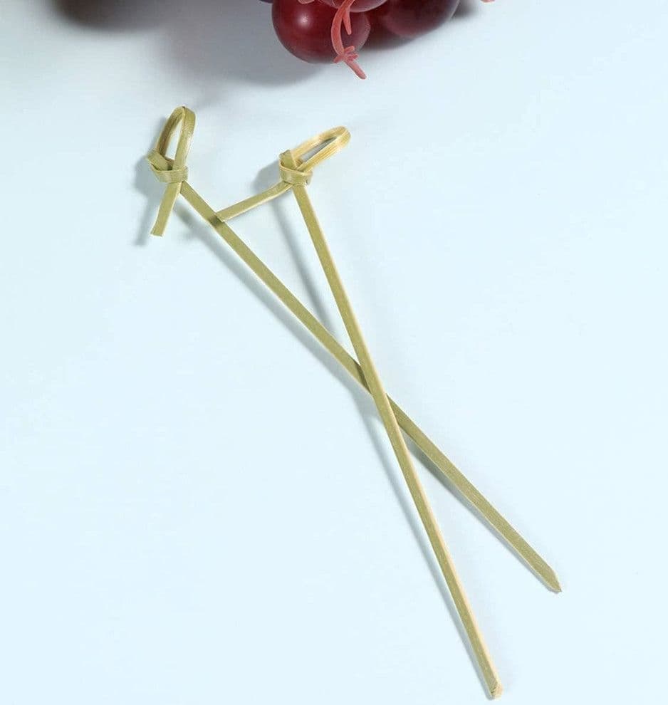 SET 3 PZ DA 25 SPIEDINI STUZZICADENTI IN BAMBÙ 9 CM CON NODO PER ANTIPASTI COCKTAIL 617271 - 3