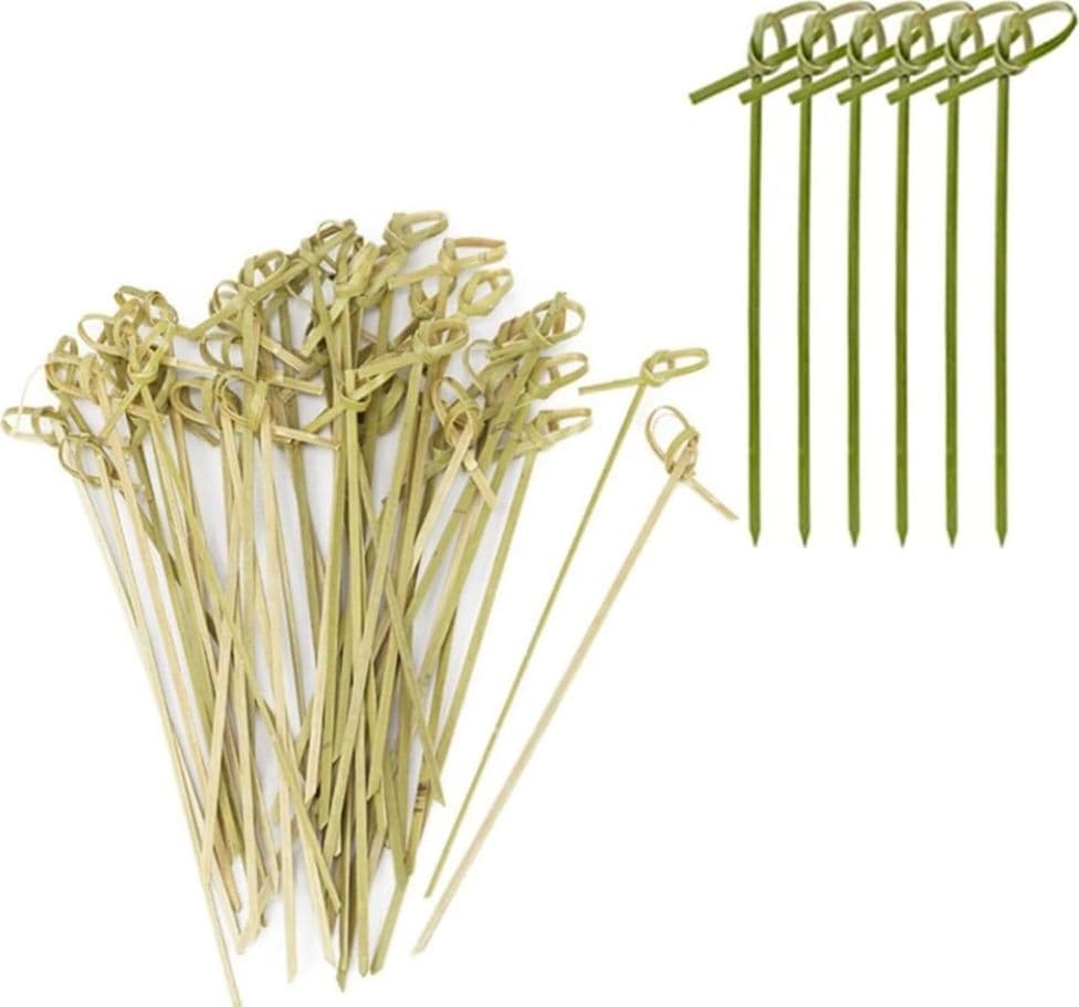 SET 3PZ DA 25 SPIEDINI STUZZICADENTI IN BAMBÙ 12CM CON NODO PER ANTIPASTI COCKTAIL 617270