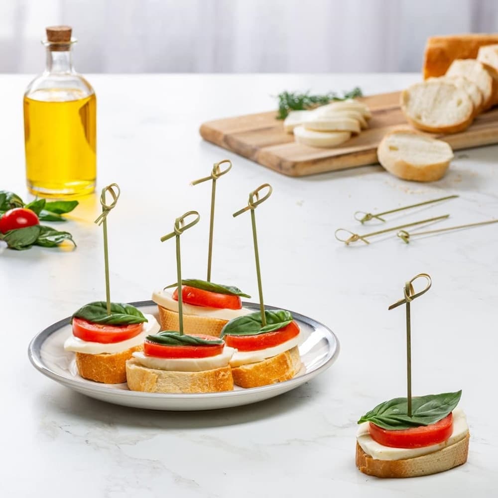 SET 3PZ DA 25 SPIEDINI STUZZICADENTI IN BAMBÙ 12CM CON NODO PER ANTIPASTI COCKTAIL 617270 - 6