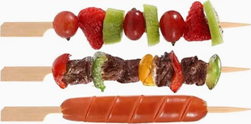 SET 3PZ DA 25 SPIEDINI IN BAMBÙ 12CM STECCHINI MANICO PIATTO PER FESTE ANTIPASTI BBQ 634157 - 4