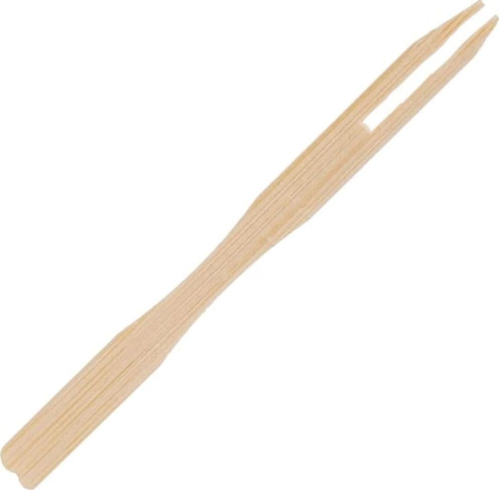 SET 4PZ DA 50 SPIEDINI A DUE PUNTE IN BAMBÙ 8.8CM MINI FORCHETTE COCKTAIL ANTIPASTI 634160 - 3