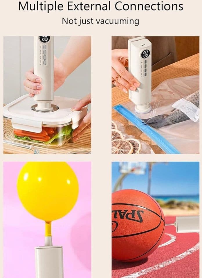 MACCHINA SOTTOVUOTO PORTATILE MULTIFUNZIONE SENZA FILI RICARICA USB DISPLAY LED ALIMENTI - 6