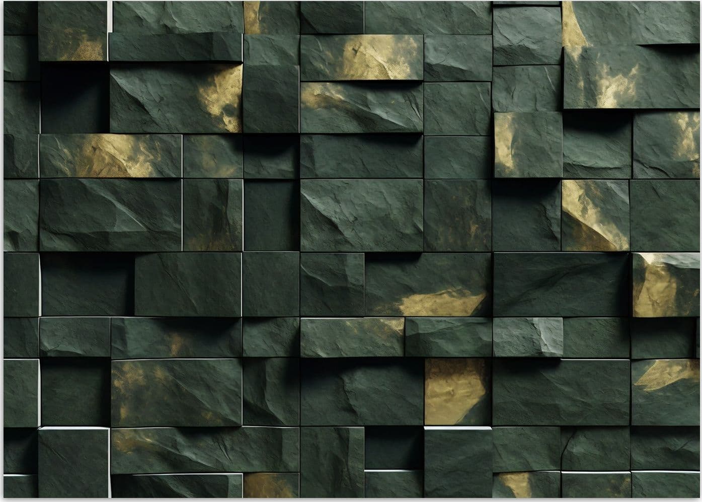 Carta Da Parati, Cubo verde a mosaico 3D - 3