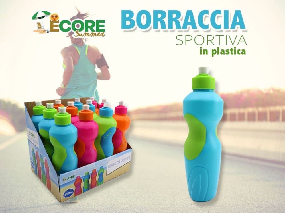 Borraccia sportiva 650 ml in plastica leggera con tappo push ideale palestra e outdoor - 2
