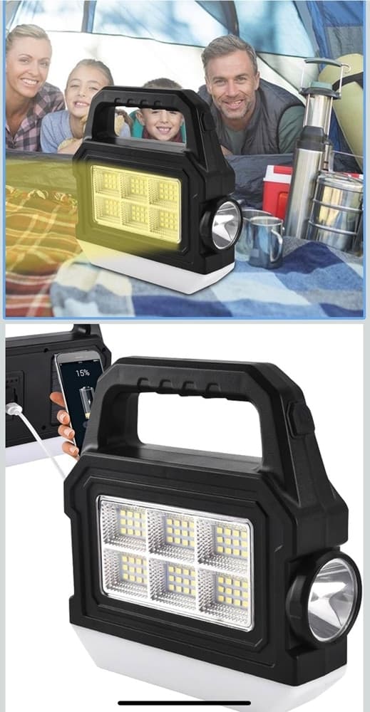 TORCIA SOLARE PORTATILE LAMPADA RICARICABILE LUCE PER PESCA EMERGENZE CAMPEGGIO CACCIA - 3