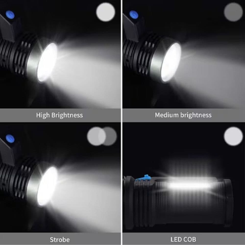 TORCIA ELETTRICA PORTATILE RICARICABILE USB DOPPIA FUNZIONE LUCE LED+COB EMERGENZA Q-LED556 - 12